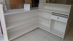 Balcão em L com vidro superior MDF branco - Ref 12369