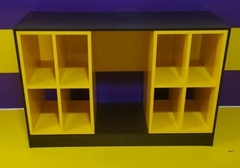 Balcão MDF preto com nichos MDF amarelo brilhante .CÓD BALC789