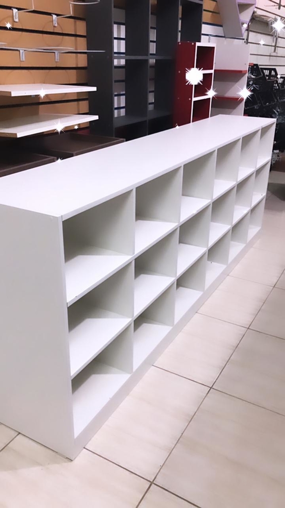 Balcão colmeia MDF branco 18 nichos cód.doug