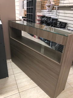 Balcão vitrine com 2 gavetas MDF amadeirado cód.dli7 - loja online