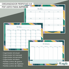 ORGANIZADOR PERPETUO - ONDAS VERDE - ARCHIVO IMPRIMIBLE