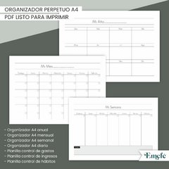 ORGANIZADOR PERPETUO - MINIMALISTA BYN - ARCHIVO IMPRIMIBLE