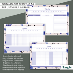 ORGANIZADOR PERPETUO - FLORES AZULES - ARCHIVO IMPRIMIBLE en internet