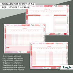 ORGANIZADOR PERPETUO - FLORAL ROSADO - ARCHIVO IMPRIMIBLE - comprar online