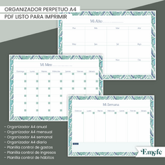 ORGANIZADOR PERPETUO - BOHO AQUA - ARCHIVO IMPRIMIBLE