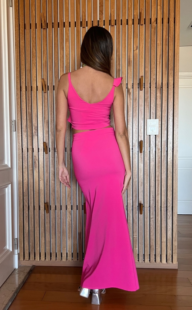 Pollera corte sirena con tajo hot sale