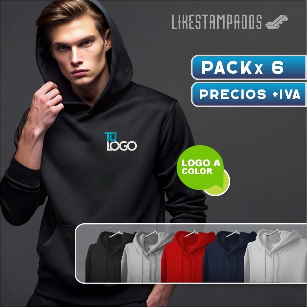 Pack 6 Buzos Personalizados de Algodon con Logo