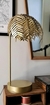 Lampara velador mesa diseño botanico palmera hojas planta dorado