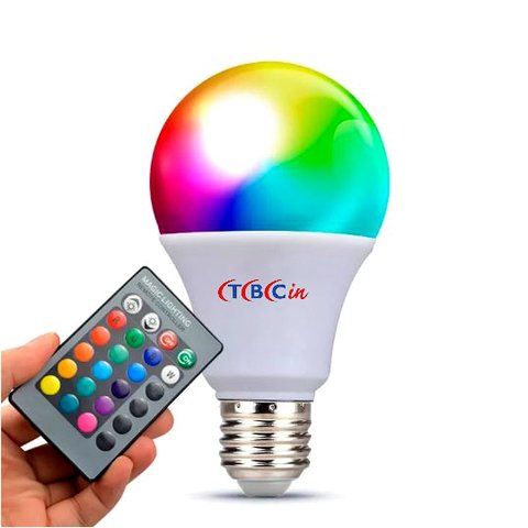 Bombilla LED regulable de 10 W, 800 LM, 2700 – 6500 K, RGBCWCCT que cambia  de color con control remoto, bombilla multicolor RGB 6 modos, temporizador