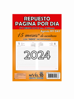 Repuesto De Agenda Nivel 10 2024 My Day N° 7 - Diario 14x19 Cm