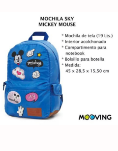 Mochila De Espalda Mickey Mouse Sky Mooving Azul Parches - comprar online