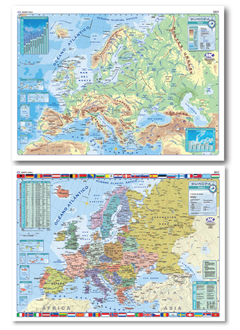 Mapa Mural Laminado Plastificado Europa Bifaz 90x130cm