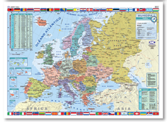Mapa Mural Laminado Plastificado Europa Politico 90x130cm