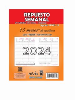 Repuesto De Agenda Nivel 10 2024 N°8 - Semanal - 16x22 Cm