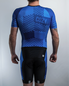 Enterito de triatlon con mangas cortas Mod. CHESS azul en internet