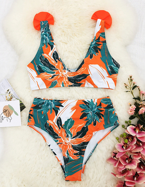 Floral bathing suit two piece deals