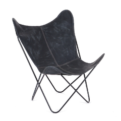 BUTTERFLY CHAIR · L E A T H E R · GREY