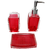 jabonera + dispenser + vaso accesorios ruby para baño set x 3 rojo