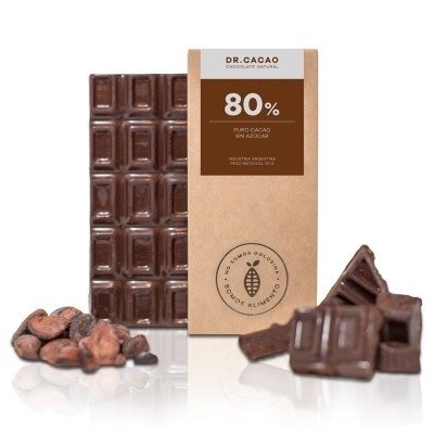 Chocolate 80% cacao con xilitol DR. CACAO - 80g