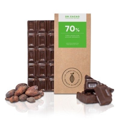 Chocolate DR. CACAO - Cacao al 70% con azúcar orgánico - 75 gr.