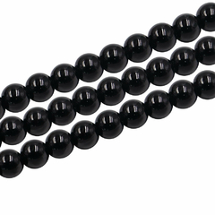 Perla de Vidrio 8 mm negro. .108 pc Aprox por tira