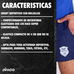 Short Deportivo All Blacks Azul Oscuro con Lateral Tramado #305 - Imago Deportes
