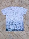 Camiseta Branca/Preto/Turquesa/Cinza degrade - 3 CORES