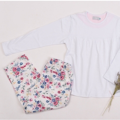Pijama Remera Nerea Blanco Flor Ch T2 - comprar online