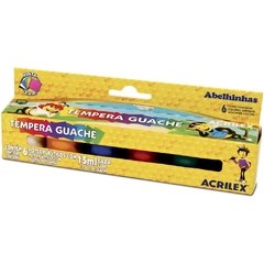 TINTA TEMPERA GUACHE CX 6 CORES 15ML - ACRILEX