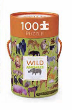 Puzzle tubo 100 piezas ANIMALES SALVAJES