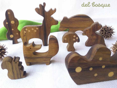 set animales del bosque de madera