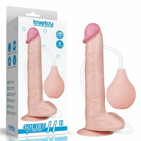 LOVETOY SQUIRT EXTREME 11" PRÓTESE REALÍSTICA 27,5X4,5CM EJACULADORA COM PÊRA E MANGUEIRA