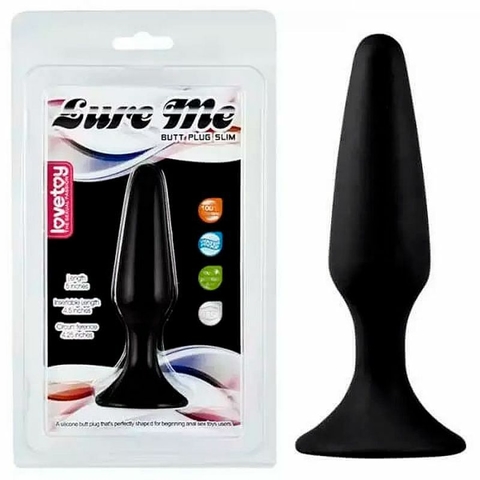 LOVETOY LURE ME PLUG ANAL 12,2X3,3CM EM FORMATO CÔNICO COM VENTOSA COR PRETA