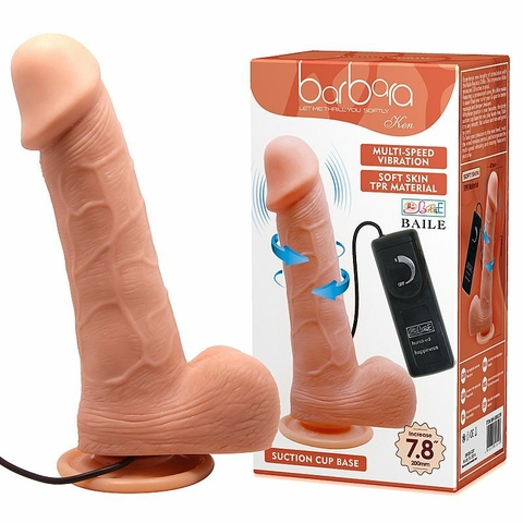 PRÓTESE REALÍSTICA 20X4,7CM COM ROTAÇÃO E VIBRADOR COR BEGE