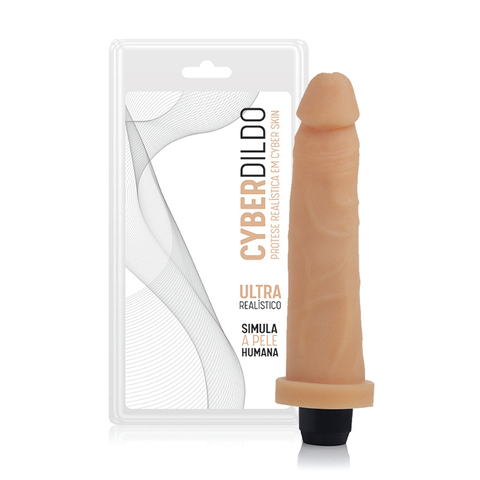 PRÓTESE REALÍSTICA 18,5X4,5CM EM CYBERSKIN COM VIBRADOR E SEM ESCROTO - CÓD 1400