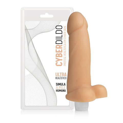 PRÓTESE REALÍSTICA 19x4CM EM CYBERSKIN COM VIBRADOR E COM ESCROTO - CÓD 1428