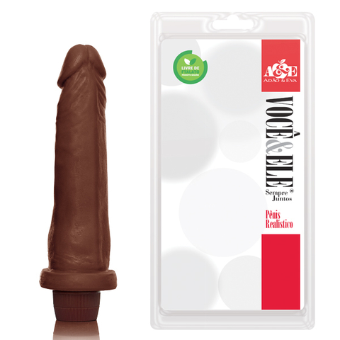 PRÓTESE REALÍSTICA 18,5X4,5CM COM VIBRADOR INTERNO COR MARROM