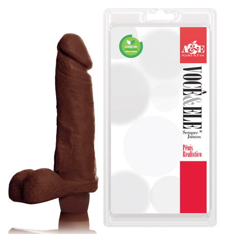 PRÓTESE REALÍSTICO 20X4,5CM COM VENTOSA E VIBRADOR INTERNO COR MARROM