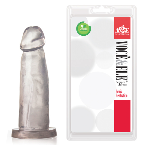 PRÓTESE REALÍSTICA 14,5X4CM SEM VIBRADOR COR TRANSPARENTE