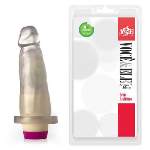 PRÓTESE REALÍSTICA 14,5X4CM COM VIBRADOR INTERNO COR TRANSPARENTE