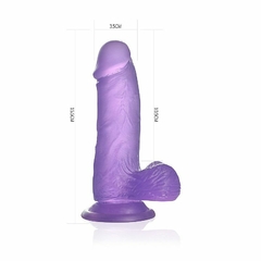 PRÓTESE REALÍSTICA 15,5X3,5CM COM ESCROTO, VENTOSA E SEM VIBRADOR COR ROXA - CÓD 1497