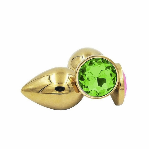 PLUG EM METAL 7X2,8CM DOURADO JOIA COR VERDE