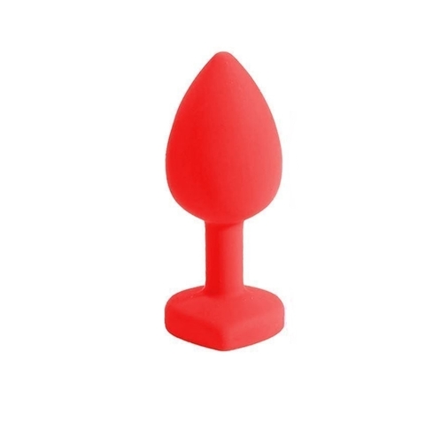 PLUG ANAL 9X4CM EM SILICONE CORAÇÃO COM JOIA TAMANHO G COR VERMELHA – CÓD 51245