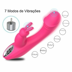 RABBIT OLLY VIBRADOR 20,6X4CM ESTIMULADOR DE PONTO G E CLÍTORIS RECARREGÁVEL COM 7 MODOS DE VIBRAÇÃO COR ROSA - CÓD 2518