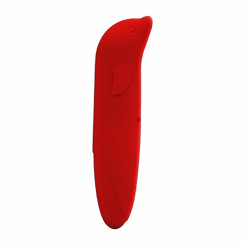 VIBRADOR 12CM GOLFINHO TOQUE AVELUDADO COR VERMELHA