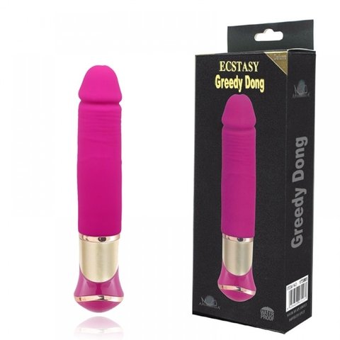 ECSTASY GREEDY DONG APHRODISIA - VIBRADOR ROTATIVO FORMATO PÊNIS RECARREGÁVEL COM 10 MODOS DE VIBRAÇÃO E ROTAÇÃO – CÓD 2253