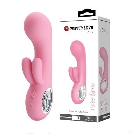 PRETTY LOVE CHRIS VIBRADOR COM ESTIMULADOR CLITORIANO DUPLO E 30 MODOS DE VIBRAÇÃO – CÓD 2258