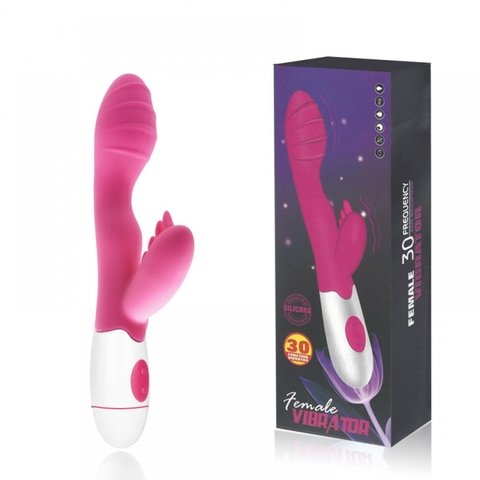 VIBRATOR FEMALE - VIBRADOR PONTO G COM ESTIMULADOR CLITORIANO COM CERDAS MASSAGEADORAS – CÓD 2261