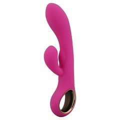 LEALSO MIYA VIBRADOR DE LUXO RECARREGÁVEL COM DETALHES EM METAL E ESTIMULADOR COR ROXA – CÓD 2236