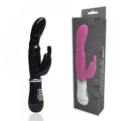 VIBRADOR SILICONE RABBIT RECARREGÁVEL COM 8 VIBRAÇÕES COR PRETA - CÓD 2329